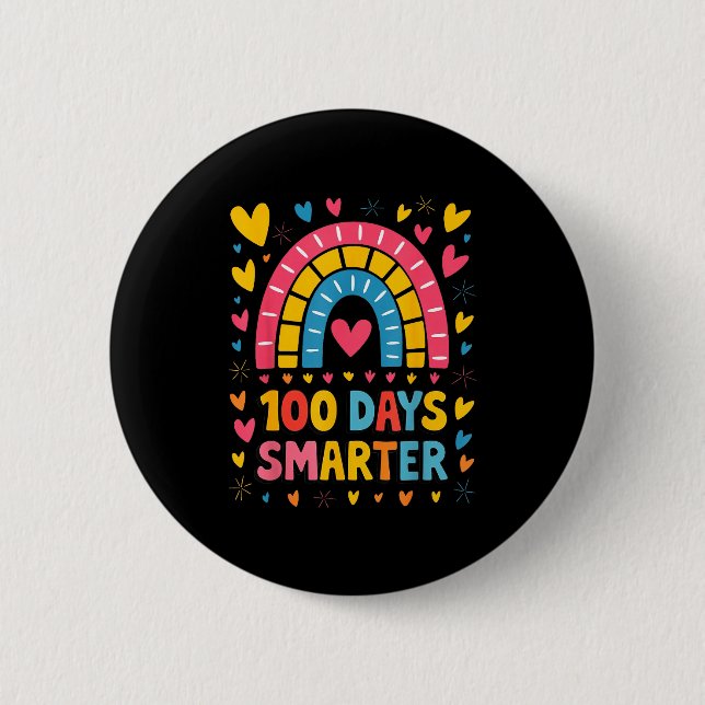 100th Day Of School Teacher 100 Days Smarter Rainb Button (Vorderseite)