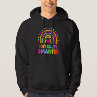 100th Day Of School Teacher 100 Days Smarter Rainb Hoodie