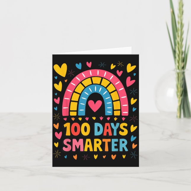 100th Day Of School Teacher 100 Days Smarter Rainb Karte (Vorderseite)