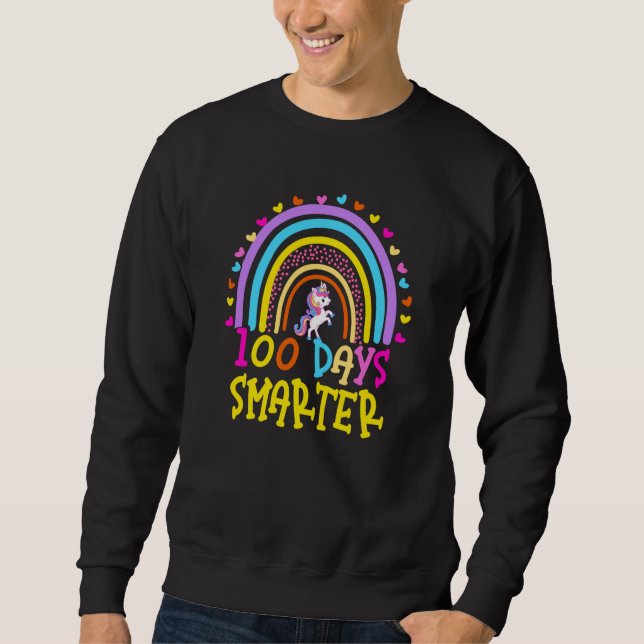 100th Day of School Teacher 100 Days Smarter Rainb Sweatshirt (Vorderseite)