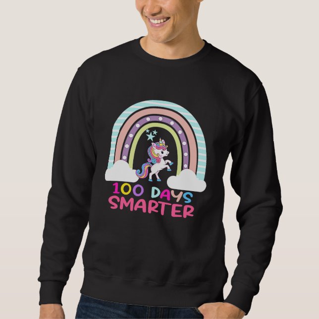 100th Day of School Teacher 100 Days Smarter Rainb Sweatshirt (Vorderseite)
