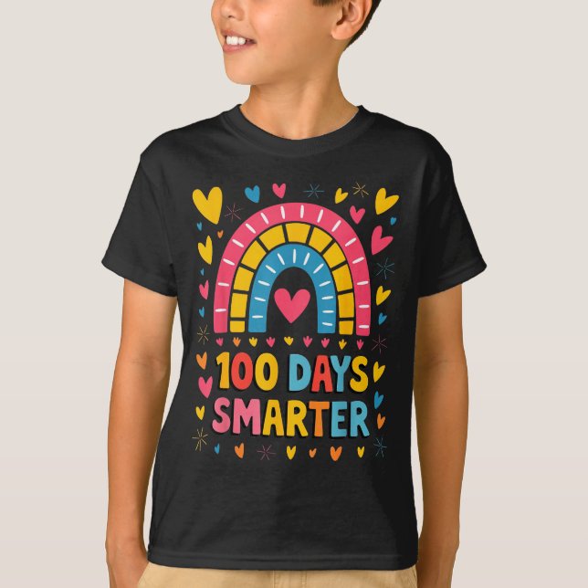 100th Day Of School Teacher 100 Days Smarter Rainb T-Shirt (Vorderseite)