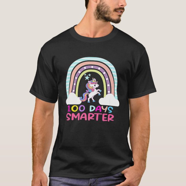 100th Day of School Teacher 100 Days Smarter Rainb T-Shirt (Vorderseite)