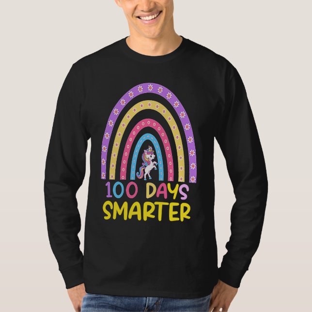 100th Day of School Teacher 100 Days Smarter Rainb T-Shirt (Vorderseite)