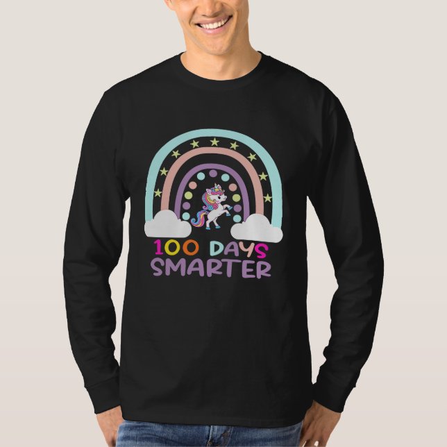 100th Day of School Teacher 100 Days Smarter Rainb T-Shirt (Vorderseite)