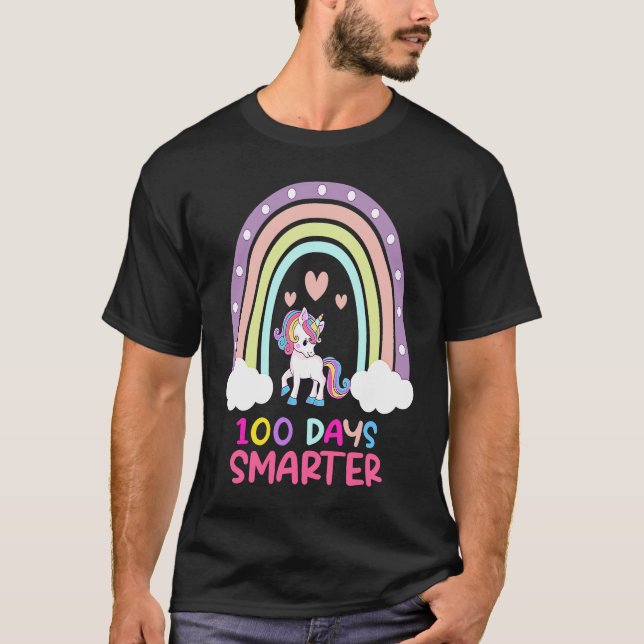 100th Day of School Teacher 100 Days Smarter Rainb T-Shirt (Vorderseite)