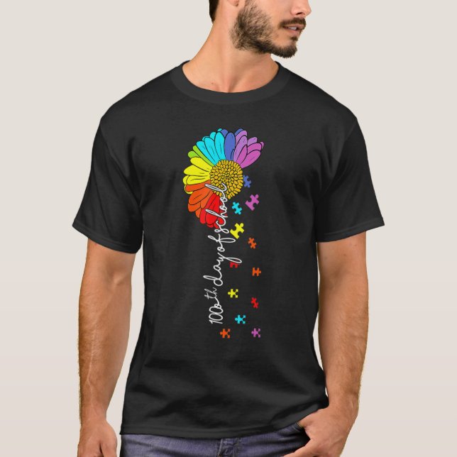 100th day of school teacher autism Awareness Valen T-Shirt (Vorderseite)