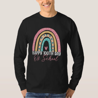 100th Day Of School Teacher Boho Rainbow 100 Days  T-Shirt