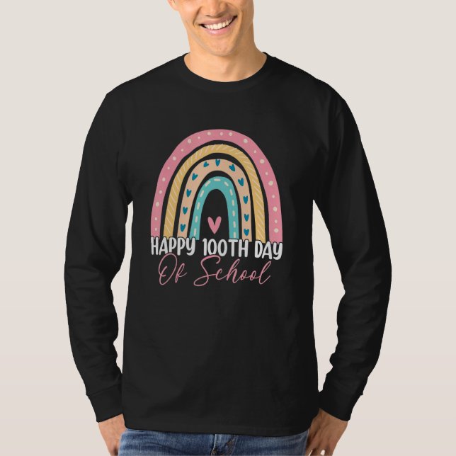 100th Day Of School Teacher Boho Rainbow 100 Days  T-Shirt (Vorderseite)