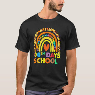 100th Day Of School Teacher Leopard Rainbow 100 Da T-Shirt