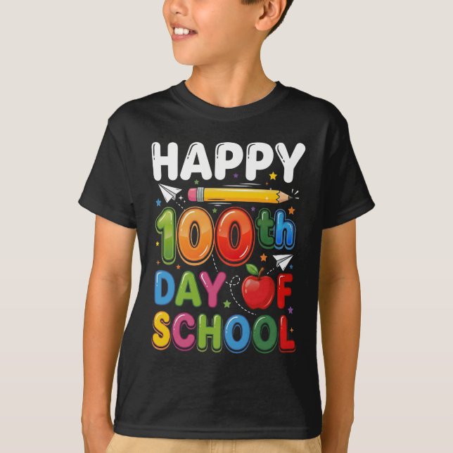100th Day of School Teacher Student Happy 100 Days T-Shirt (Vorderseite)