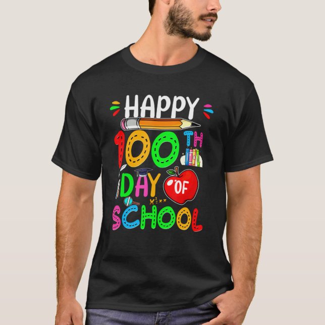 100th Day of School Teachers Kids Child Happy 100  T-Shirt (Vorderseite)