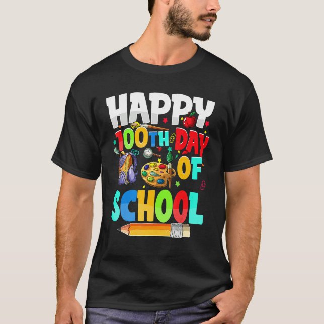 100th Day Of School Teachers Kids Happy 100 Days O T-Shirt (Vorderseite)