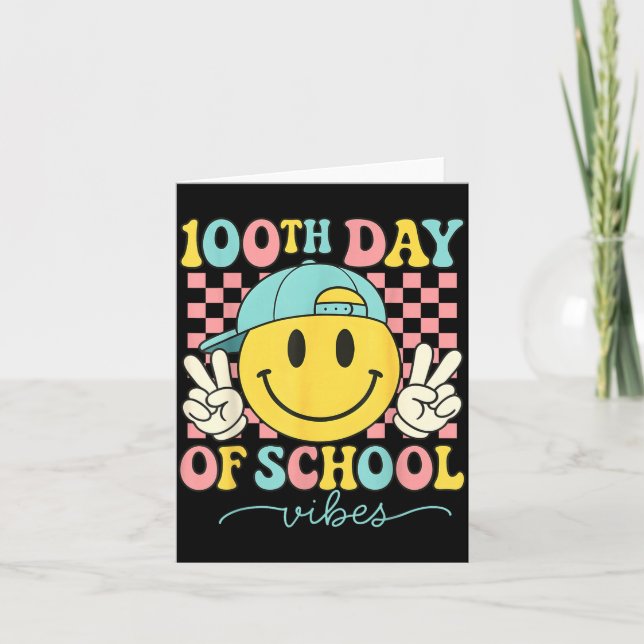 100th Day Of School Vibes 100 Days Teacher Boy Gir Karte (Vorderseite)