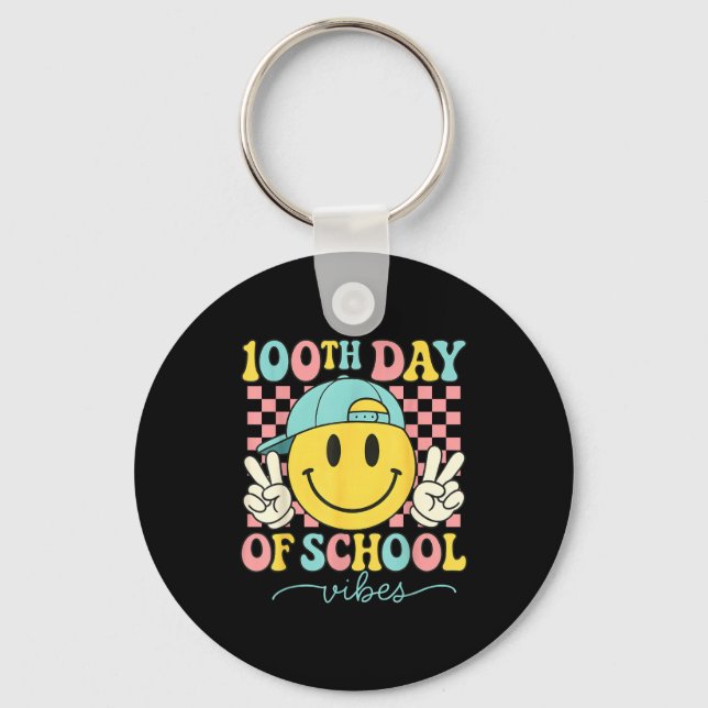 100th Day Of School Vibes 100 Days Teacher Boy Gir Schlüsselanhänger (Vorderseite)