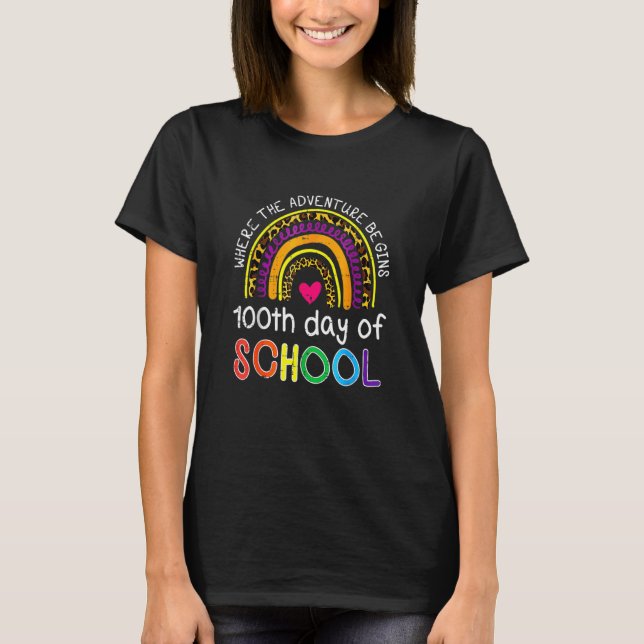 100th Day Of School Where Adventure Begins 100 Day T-Shirt (Vorderseite)