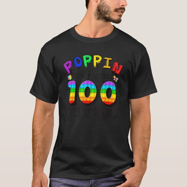 100th Day Poppin My Way Through 100 Days Of School T-Shirt (Vorderseite)