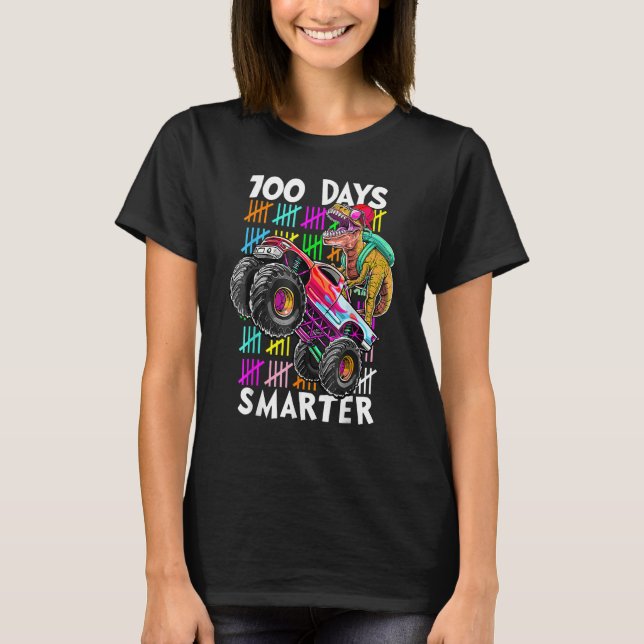 100th Day Smarter Dinosaur T Rex Monster Truck Boy T-Shirt (Vorderseite)