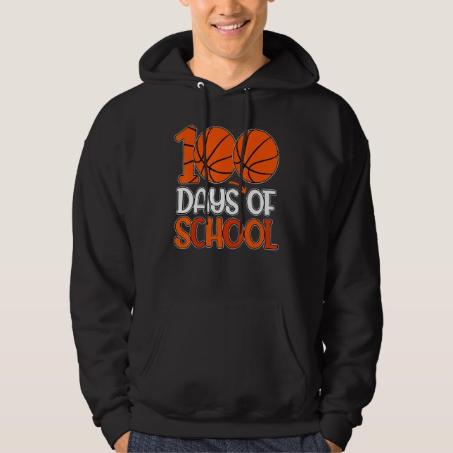 100th Day Student Boys Girls Basketball 100 Days O Hoodie (Vorderseite)