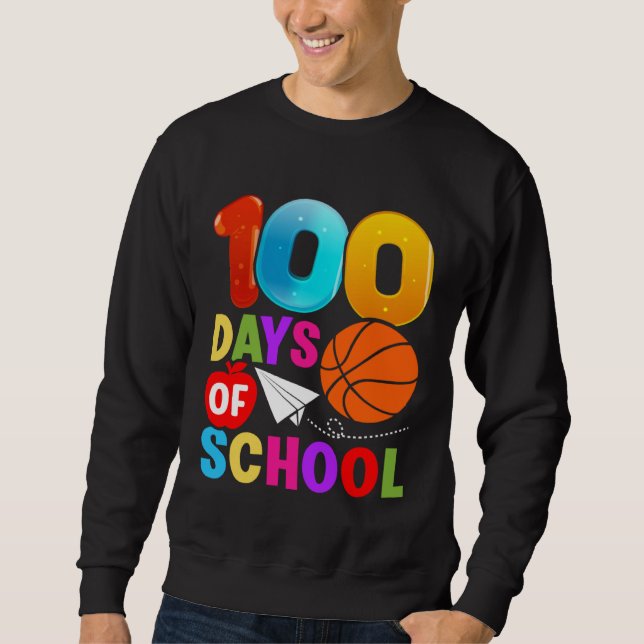 100th Day Student Boys Girls Basketball 100 Days O Sweatshirt (Vorderseite)