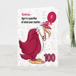 100th Funny Birthday Pink Buzzard mit Namen Karte