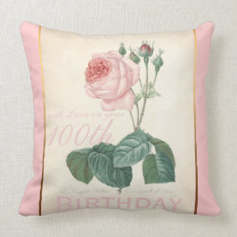 100th Geburtstags-Feier-Vintages Rosen-Kissen Kissen