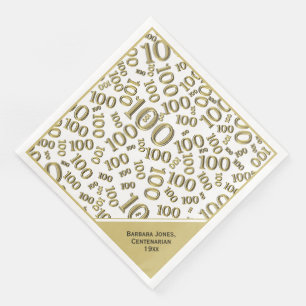100th Geburtstags-hundertjähriges Goldzahl-Muster Serviette