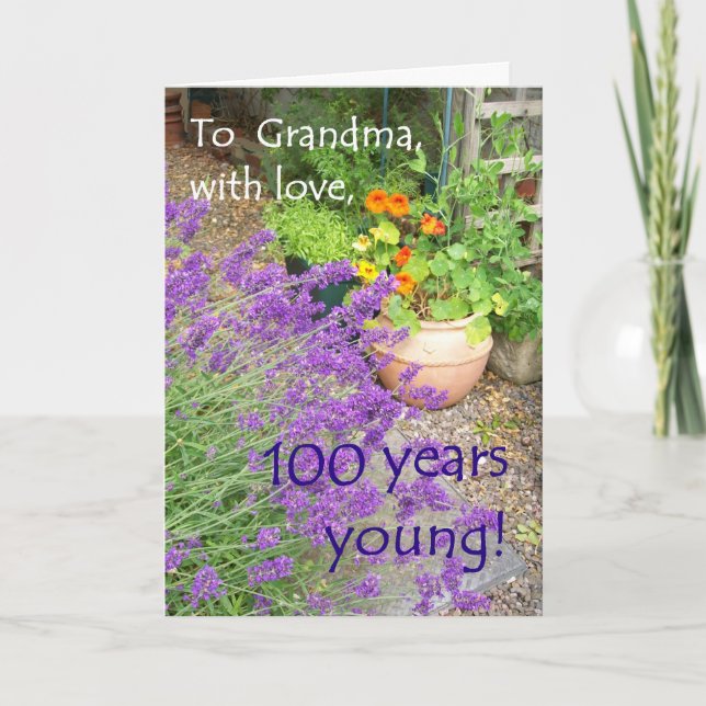 100th Geburtstags-Karte für Großmutter - Blumen Karte (Vorderseite)