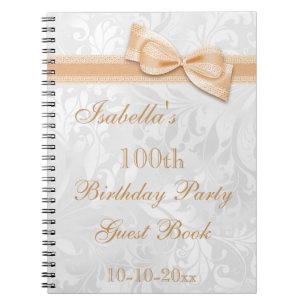 100th Geburtstags-Party-Damast und Bogen Notizblock