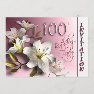 100th Geburtstags-Party Einladung - weiße Lilien