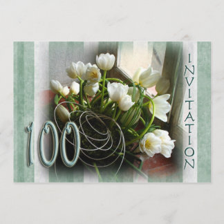 100th Geburtstags-Party Einladung - weiße Tulpen