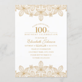 100th Geburtstags-Party-einzigartige goldene Einladung