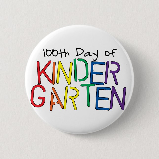 100th Tag des Kindergarten-Knopfes Button (Vorderseite)