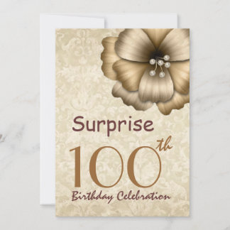 100th ÜBERRASCHUNG Geburtstags-Party-GoldBlume Einladung