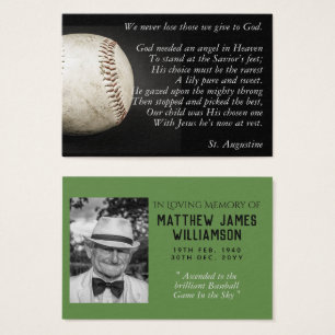 100x BASEBALL Memorial Prayer Card Foto und Verse
