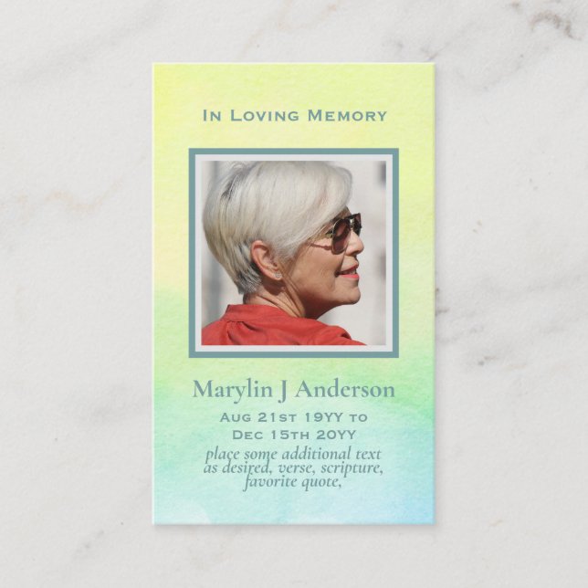 100x Künstlerische Peach Orange FOTO Gebet Gedenkk Visitenkarte (Vorderseite)