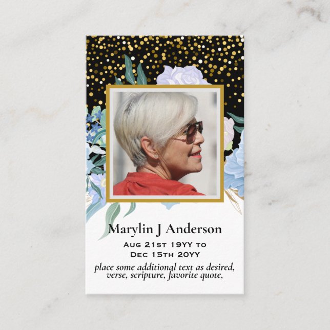 100x Rustikale Blauflora FOTO Gebet Gedenkkarte Visitenkarte (Vorderseite)