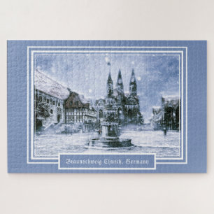 1014 Stücke Braunschweiger Kirche Winterschnee Puzzle