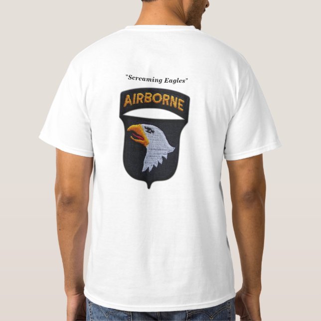 101. ABN im Flugzeug Division Patch schreiend Adle T-Shirt (Rückseite)