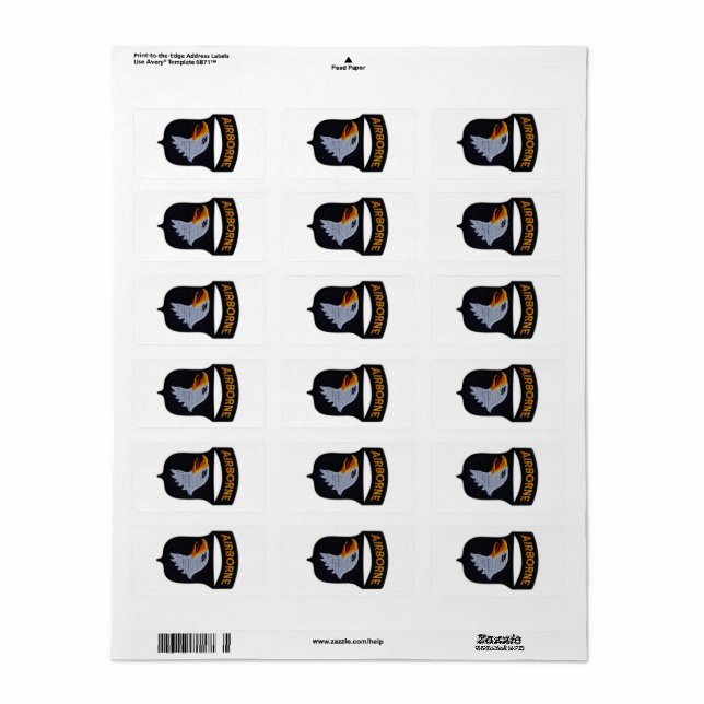 101. ABN Im Flugzeug schreiende Adler Veteranen LR Adressaufkleber (Vorne)