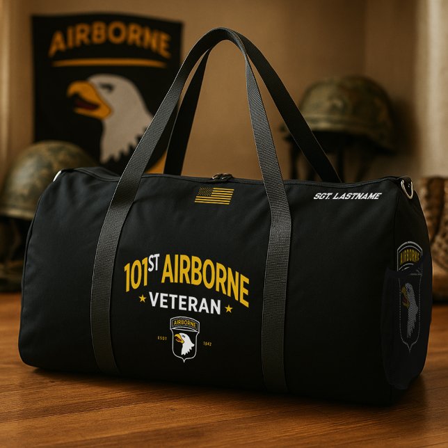 101. Airborne-Veteranen-Tribut Persönlich Duffle Bag (101st Airborne Veteran "Screaming Eagles" Tribute Black Duffle Bag)