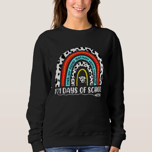101 Days Of School Dog  Leopard Rainbow Teacher Sweatshirt (Vorderseite)