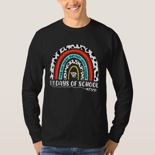 101 Days Of School Dog  Leopard Rainbow Teacher T-Shirt (Vorderseite)