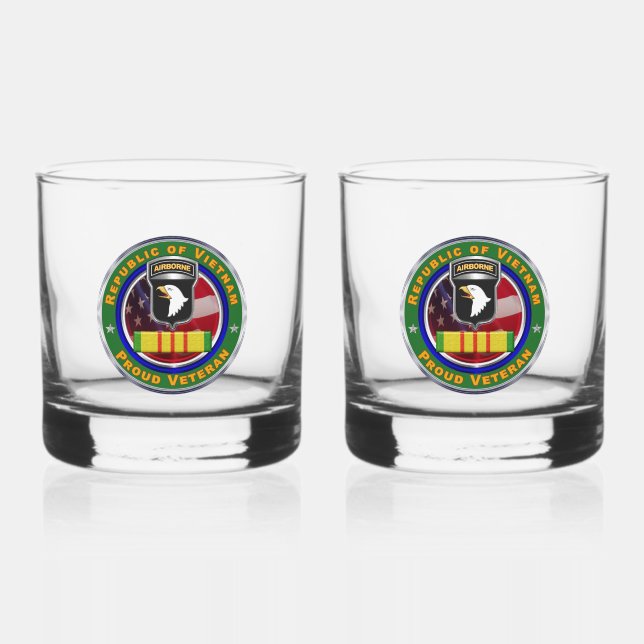 101. Im Flugzeug Division Vietnam Veteran Whiskyglas (Vorderseite)