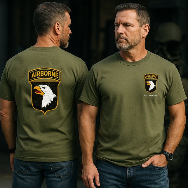 101. Luftlandedivision "Abgenutzt" Personalisiert  T-Shirt (101st Airborne Division Screaming Eagles Tribute Personalized T-Shirt)