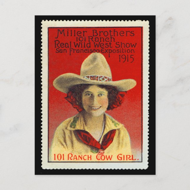 101 Ranch Cowgirl Poster Briefmarke #4, Panama-Pac Postkarte (Vorderseite)