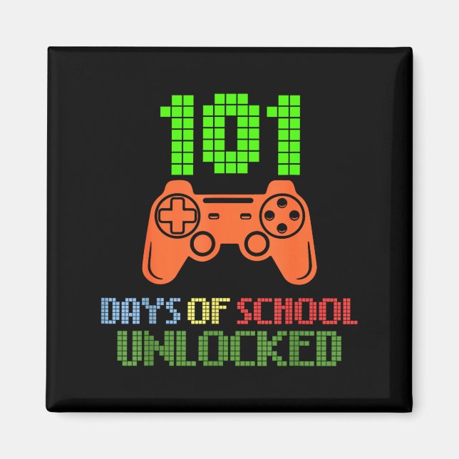 101 Tage Schule freigeschalteter Gamer Pixel Contr Magnet (Vorne)