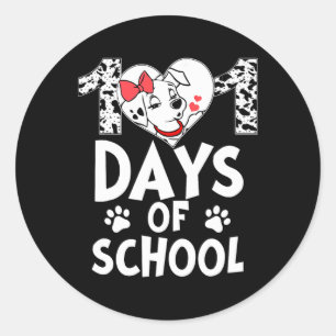 101 Tage Schule Niedlich Hund Happy 100 Tage Lehre Runder Aufkleber