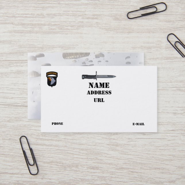 101st ABN Div. im Flugzeug Abteilung, die Eagles Visitenkarte (Vorderseite/Rückseite Beispiel)