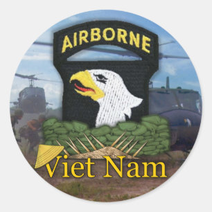 101st ABN im Flugzeug Abteilungsveterane Vietnam Runder Aufkleber